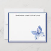 シンプルブルーバタフライ名 ノートカード (正面)
