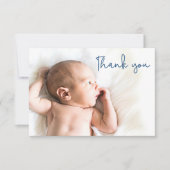 シンプルブルーバプテスマ男の赤ちゃん写真サンキューカード サンキューカード (正面)