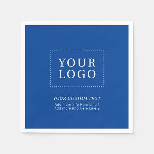 シンプルブルービジネスカスタムロゴプロモーション スタンダードカクテルナプキン (正面)