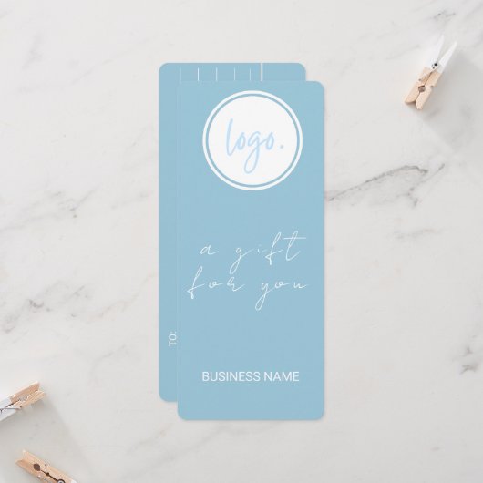 シンプルブルービジネスロゴ会社ギフト券 (正面/裏面インサイチュ)