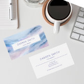 シンプルブルーピエレガントンクティール(緑がかった色)水彩抽象芸術 名刺