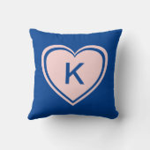 シンプルブルーピンクハートモノグラムバレンタインデー クッション (裏面)