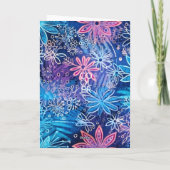 シンプルブルーピンクプリントハッピーバースデー カード (裏面)