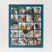 シンプルブルーフォトコラージュ20写真Instagram ジグソーパズル (縦)