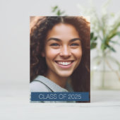 シンプルブルーフォト卒業発表カード 案内状 (スタンド正面)