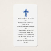 シンプルブルーフォト悔やみや弔慰葬儀祈りの言葉カード (裏面)