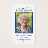 シンプルブルーフォト悔やみや弔慰葬儀祈りの言葉カード (正面)