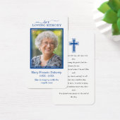 シンプルブルーフォト悔やみや弔慰葬儀祈りの言葉カード (デスク)