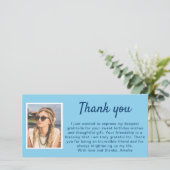 シンプルブルーフォト誕生日 サンキューカード (スタンド正面)