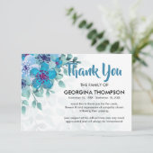 シンプルブルーフローラ葬儀 サンキューカード (スタンド正面)