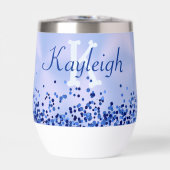 シンプルブルーブラシ仕上げ金属およびグリッターモノグラム | (正面)