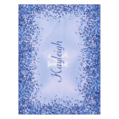 シンプルブルーブラシ仕上げ金属およびグリッターモノグラム | テーブルクロス (正面)