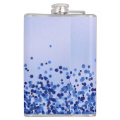 シンプルブルーブラシ仕上げ金属およびグリッターモノグラム | フラスク (裏面)