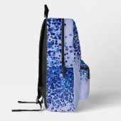 シンプルブルーブラシ仕上げ金属およびグリッターモノグラム | プリントバックパック (左)