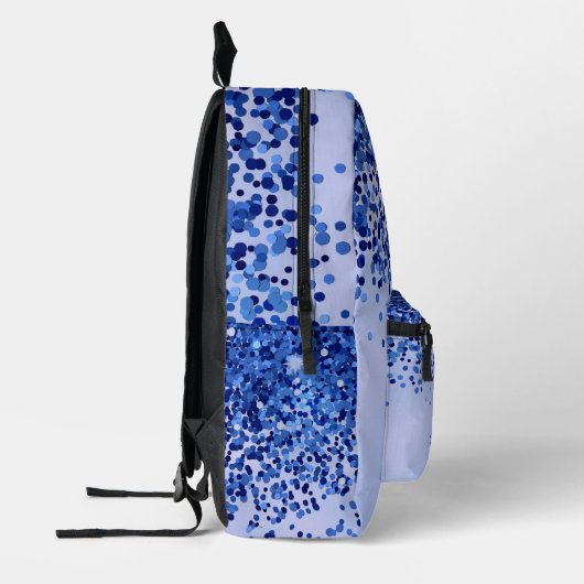 シンプルブルーブラシ仕上げ金属およびグリッターモノグラム | プリントバックパック (左)