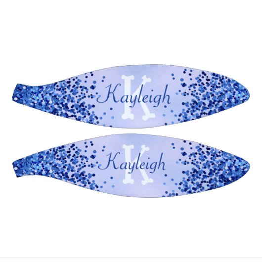 シンプルブルーブラシ仕上げ金属およびグリッターモノグラム | ミニバスケットボール (パネル)