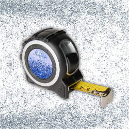 シンプルブルーブラシ仕上げ金属およびグリッターモノグラム | メジャー