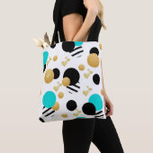 シンプルブルーブラック金ゴールド抽象芸術シームレスパターン トートバッグ (クローズアップ)