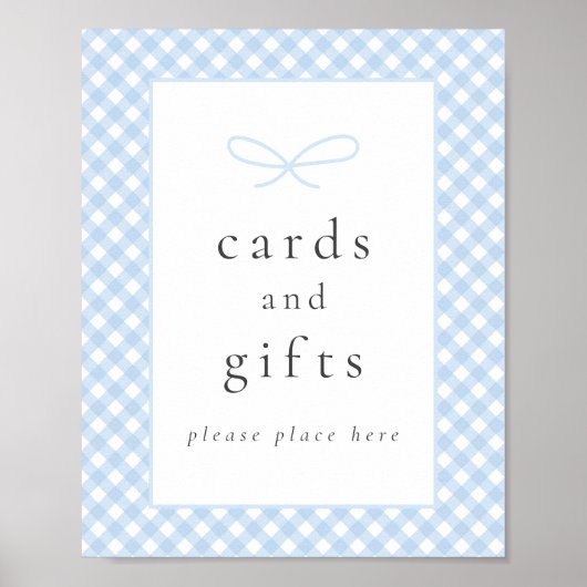 シンプルブループモダンライドボウベイビーシャワーサイン ポスター (正面)