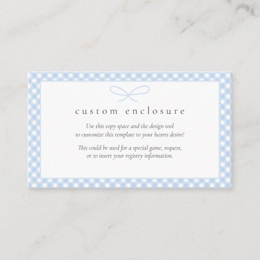 シンプルブループモダンライドボウDIY エンクロージャーカード (正面)