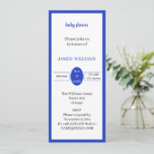 シンプルブルーベビーパーソナライズされたシャワー 招待状 (スタンド正面)