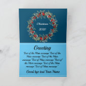 シンプルブルーホリデー家族の写真エレガントリース シーズンカード (内部)