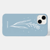 シンプルブルーホワイトエステティックフローラパーソナライズされた Case-Mate iPhoneケース (裏面 (横))