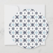 シンプルブルーホワイトスノーフレーククリスマスフォトカード (裏面)