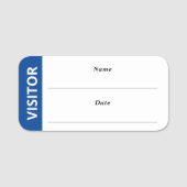 シンプルブルーホワイトビジターゲストバッジ 名札 (正面)