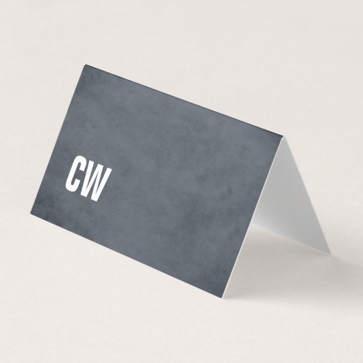 シンプルブルーホワイトモノグラム折り畳み名刺 名刺 (正面)