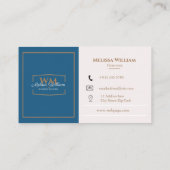 シンプルブルーホワイトモノグラム 名刺 (裏面)