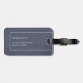 シンプルブルーホワイトラインはっきりしたモノグラム ラゲッジタグ (裏面横)