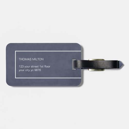 シンプルブルーホワイトラインはっきりしたモノグラム ラゲッジタグ (裏面横)