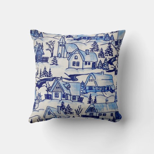 シンプルブルーホワエレガントイトクリスマスホリデータウン クッション (裏面)