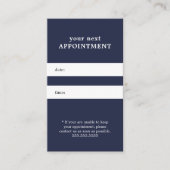 シンプルブルーホワエレガントイト美しいアポイントメント 予約カード (正面)