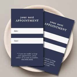 シンプルブルーホワエレガントイト美しいアポイントメント 予約カード