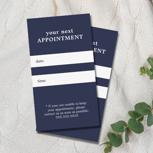 シンプルブルーホワエレガントイト美しいアポイントメント 予約カード
