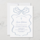 シンプルブルーボウバプテスマ招待状 招待状 (正面)