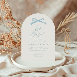 シンプルブルーボウボーイズベビーシャワー 招待状