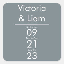 シンプルブルーモダン結婚式招待状スクエアスティック スクエアシール