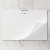 シンプルブルーモノグラムイニシャル ペーパーパッド (折り畳み)