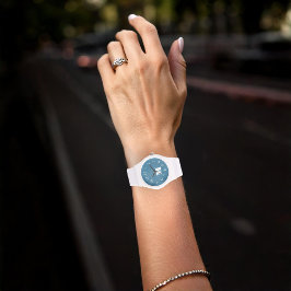 シンプルブルーモノグラムミニマルイニシャルスタイリッシュ 腕時計