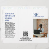 シンプルブルーモノグラムモダンパンフレット (正面/裏面)