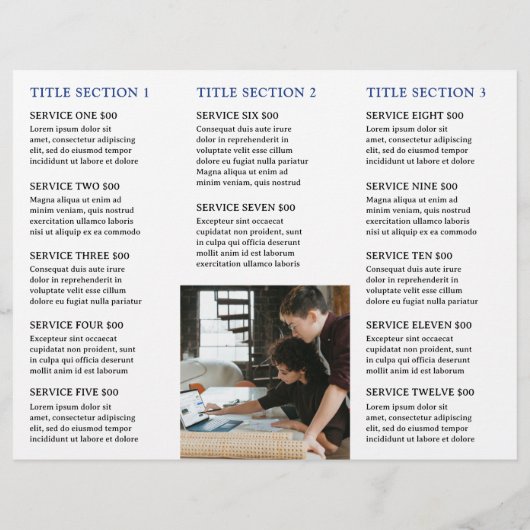 シンプルブルーモノグラムモダンパンフレット (裏面)