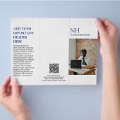 シンプルブルーモノグラムモダンパンフレット チラシ (手)