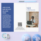 シンプルブルーモノグラムモダンパンフレット チラシ (シングル)