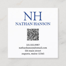 シンプルブルーモノグラムモダン スクエア名刺