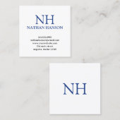 シンプルブルーモノグラムモダン スクエア名刺 (正面/裏面)