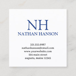 シンプルブルーモノグラムモダン スクエア名刺