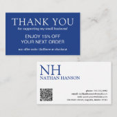 シンプルブルーモノグラムモダン 割引カード (正面/裏面)